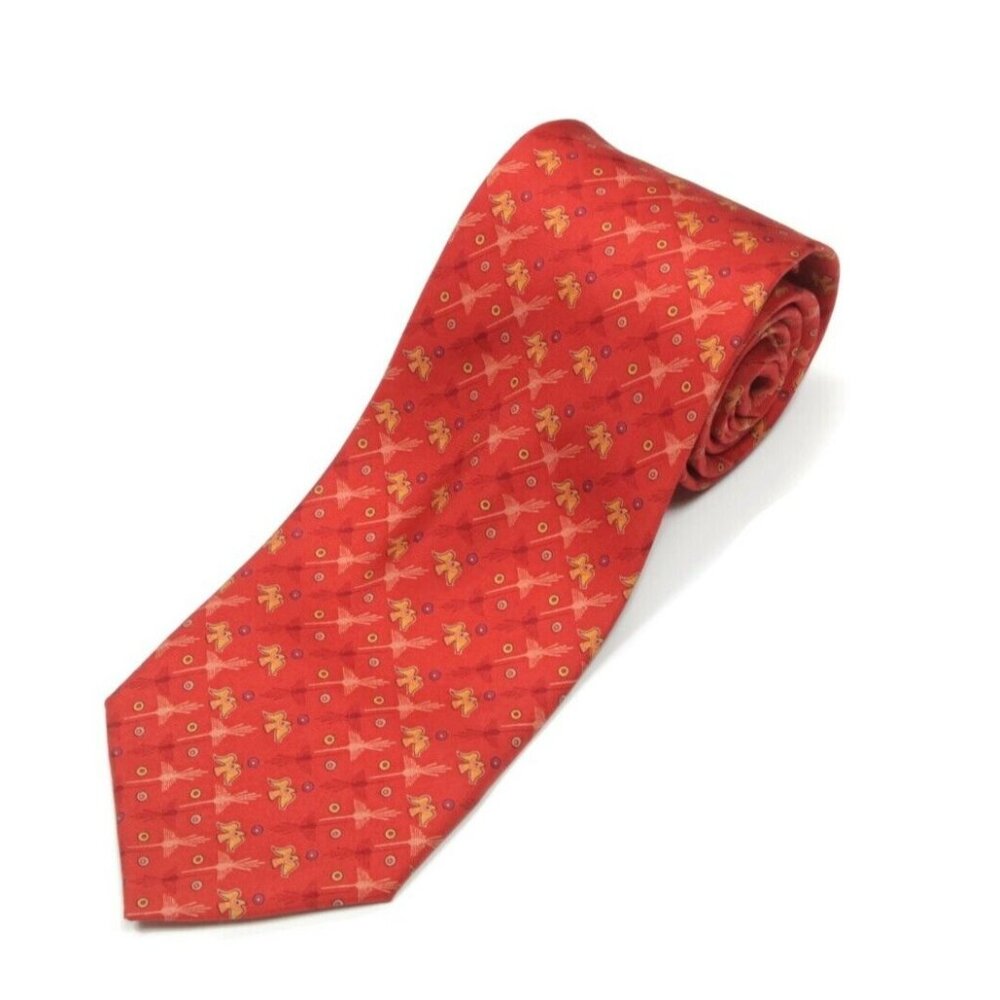 PINEDA COVALIN Cultura Nazca, Peru Spirit Bird in Flight Red Men's Silk Neck Tie